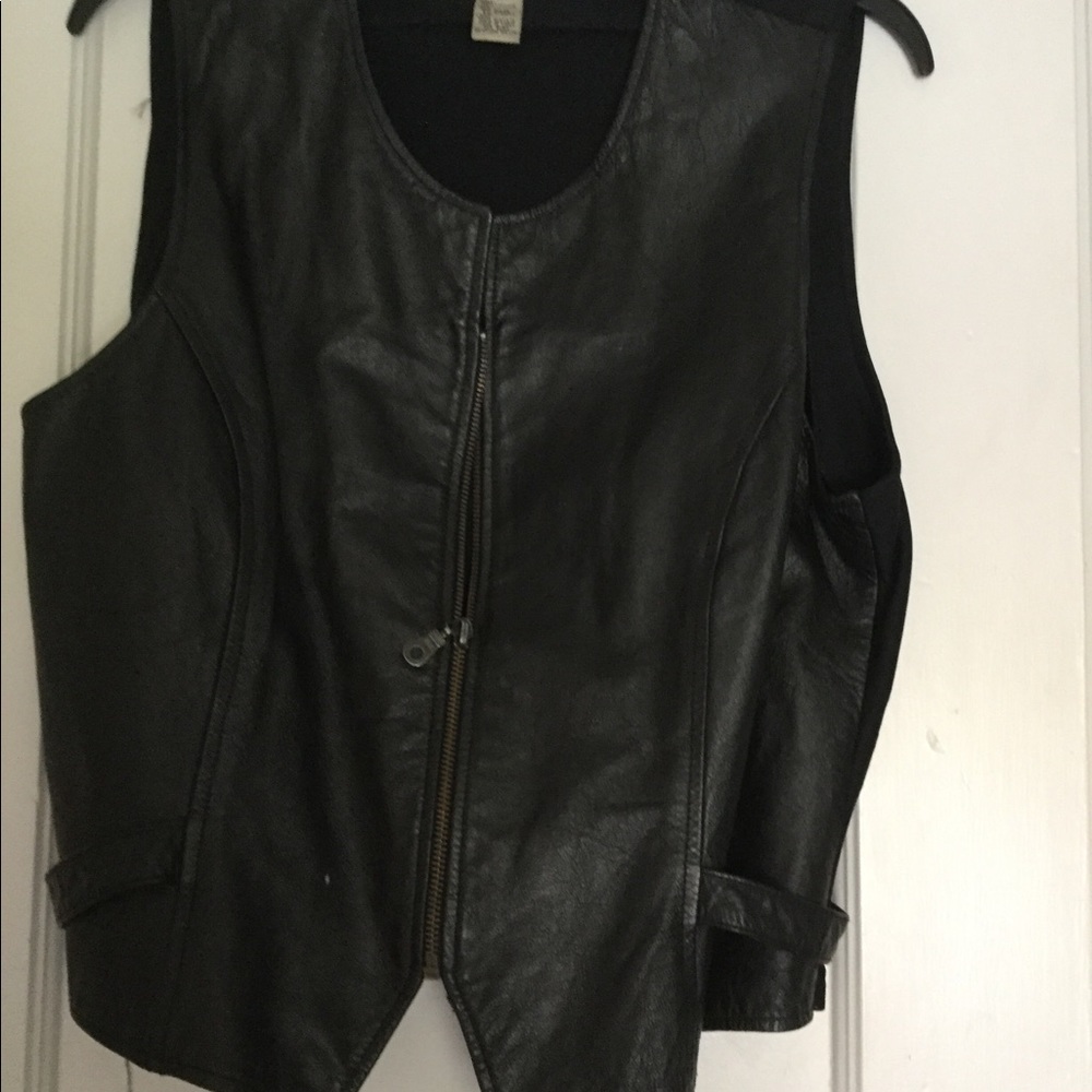 Black leather vest